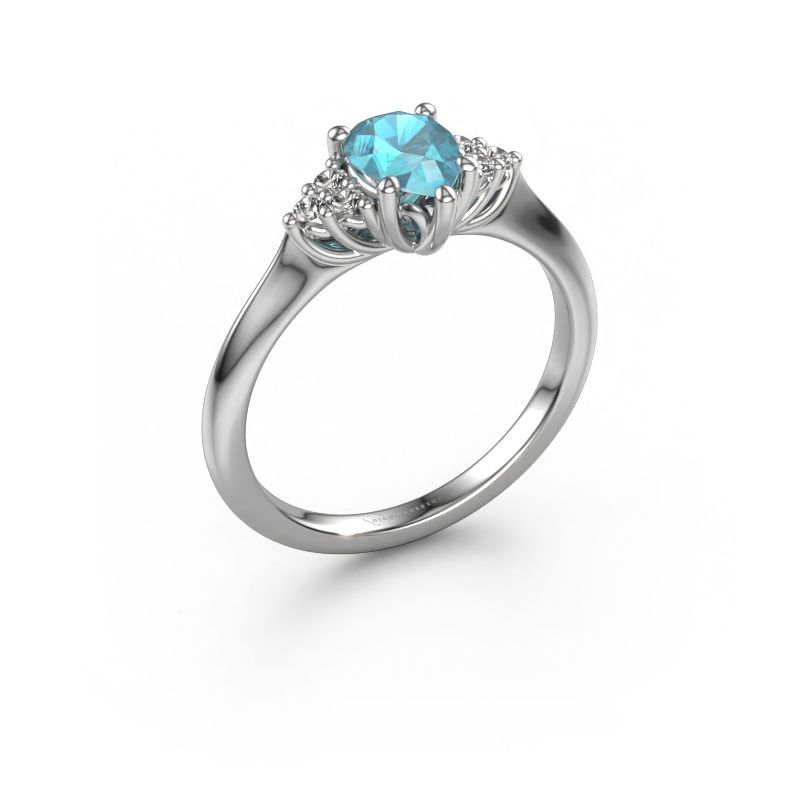 Verlovingsring Felipa PER 950 platina blauw topaas 7x5 mm