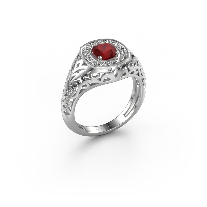 Men's ring Quinten 585 white gold ruby 5 mm
