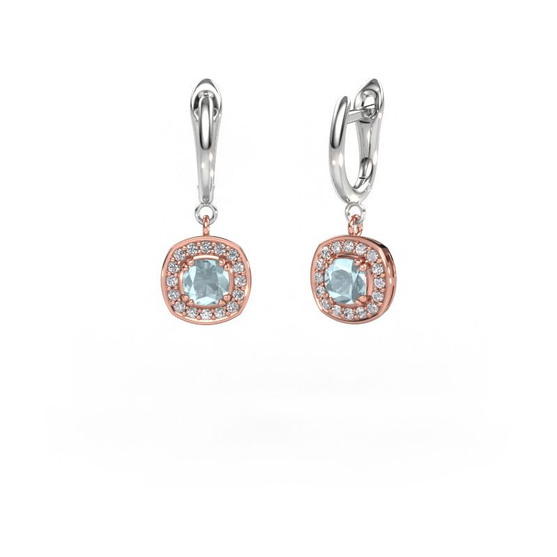 Drop earrings Marlotte 1 585 rose gold aquamarine 5 mm