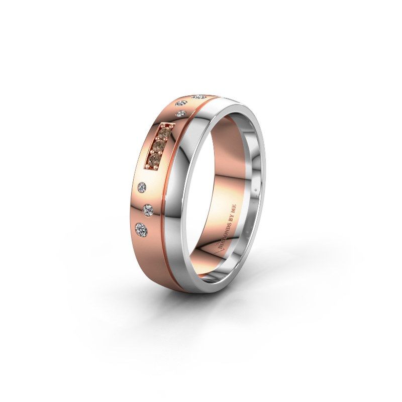 Afbeelding van Trouwring WH0310L26AP 585 rosé goud bruine diamant ±6x1.7 mm