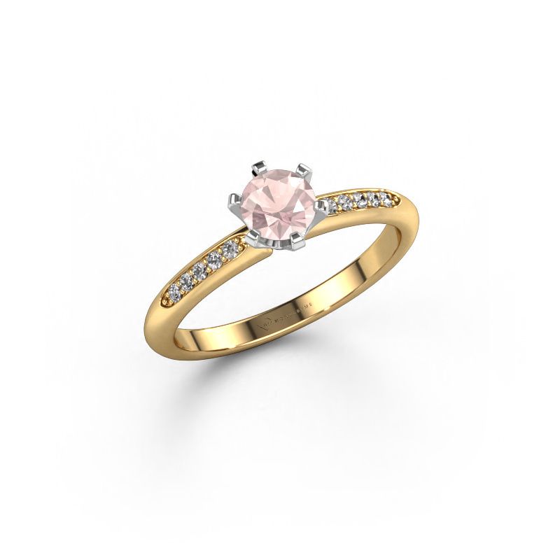 Engagement ring Tiffy 2 585 gold morganite champagne 4.7 mm