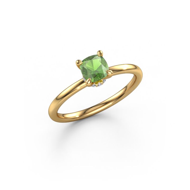 Bague de fiançailles Crystal CUS 3 585 or jaune vert tourmaline 5 mm