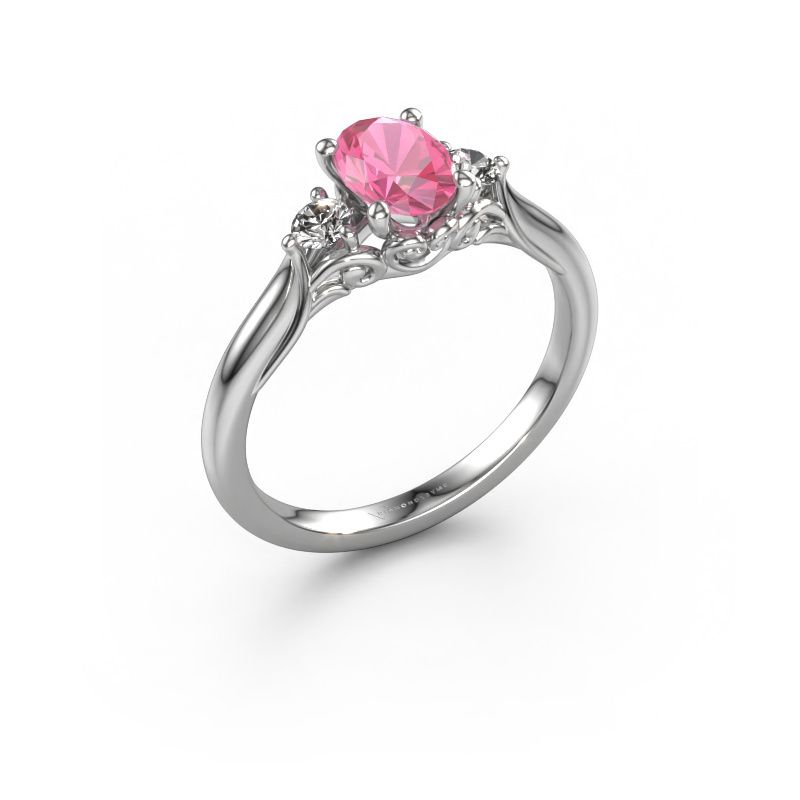 Engagement ring Laurian OVL 950 platinum pink sapphire 7x5 mm