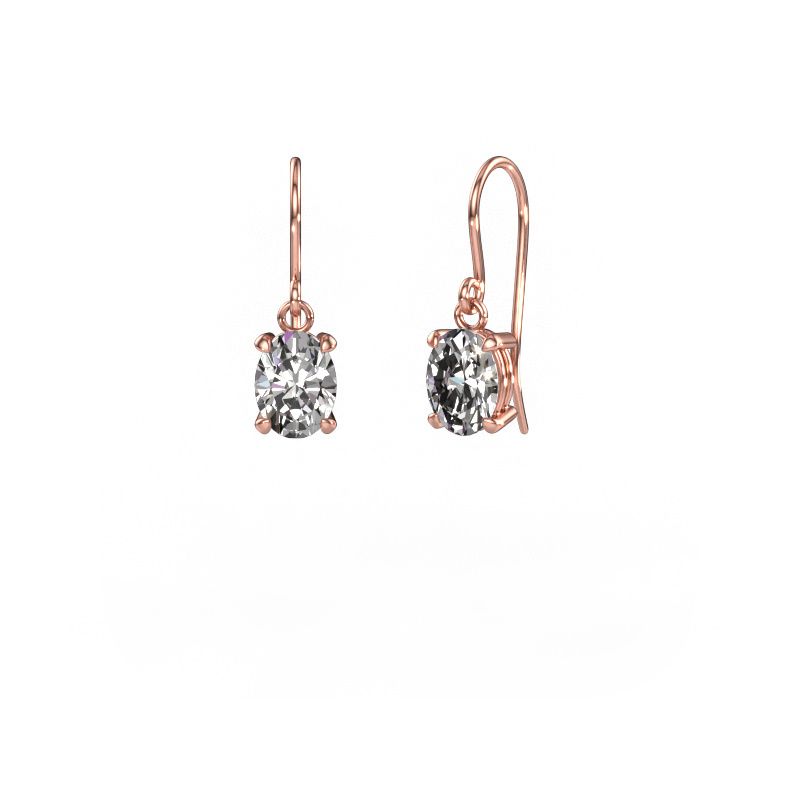 Drop earrings Laurie OVL 1 585 rose gold lab grown diamond 1.60 crt