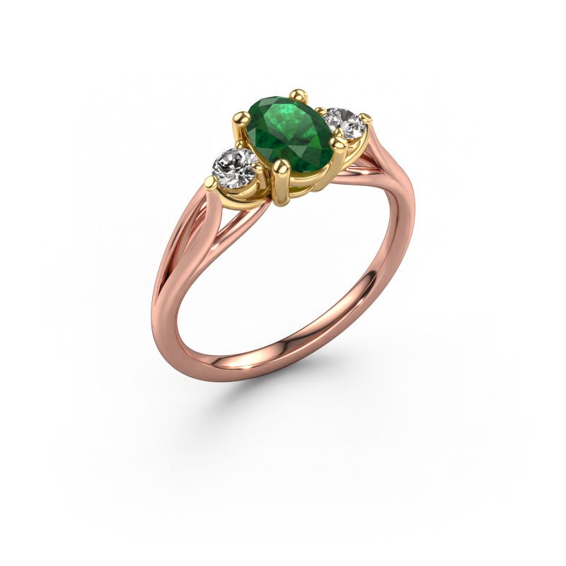 Engagement ring Amie OVL 585 rose gold emerald 7x5 mm