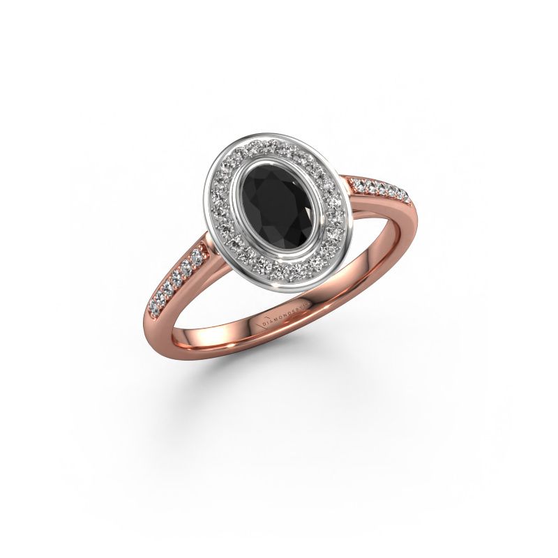 Engagement ring Noud 2 OVL 585 rose gold black diamond 0.79 crt