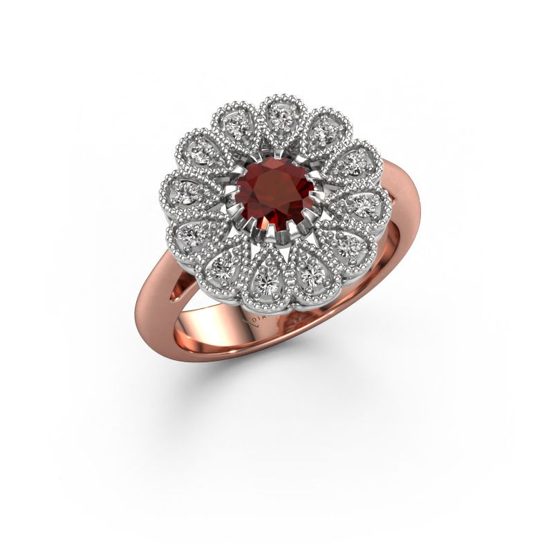 Engagement ring Kaat 585 rose gold garnet 5 mm