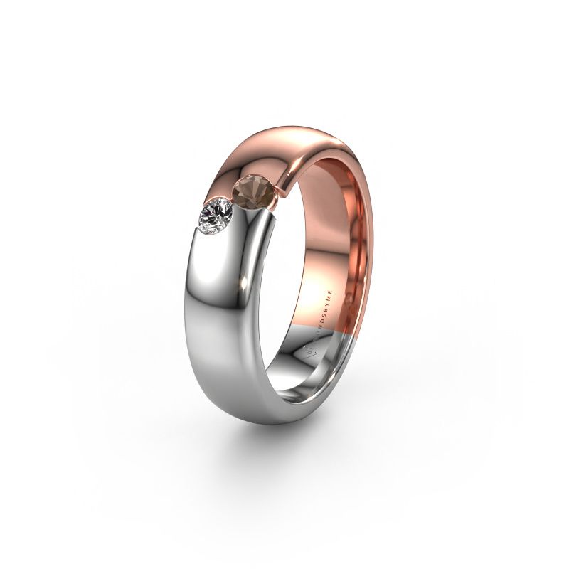 Wedding ring WH1003L26C 585 rose gold smokey quartz ±0.24x0.09in