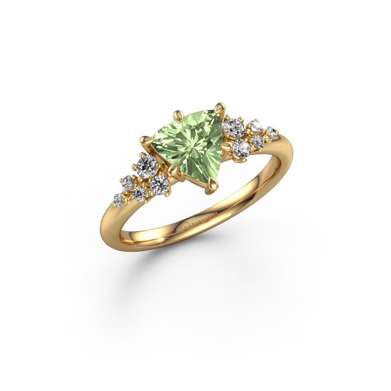 Engagement ring Royce TRI 585 gold green lab grown diamond 7 mm