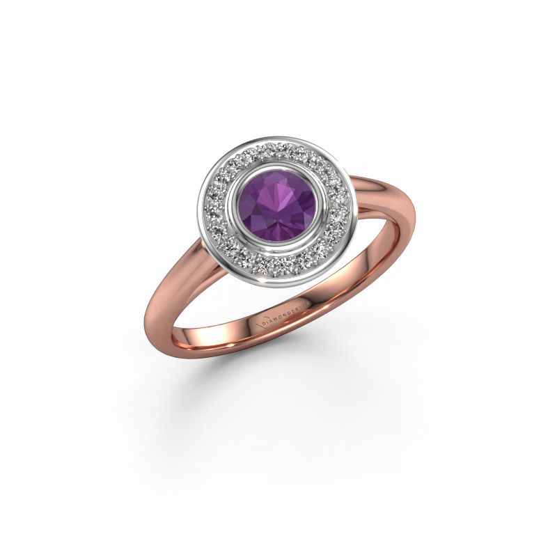 Promise ring Noud 1 RND 585 rose gold amethyst 4.7 mm