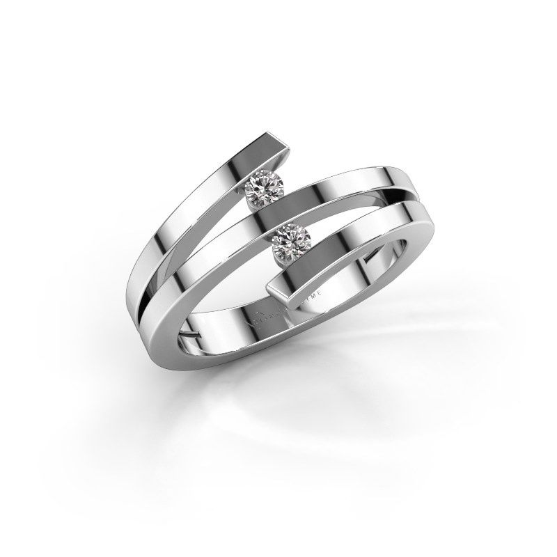 Image de Bague Synthia<br/>585 or blanc<br/>Diamant synthétique 0.12 crt