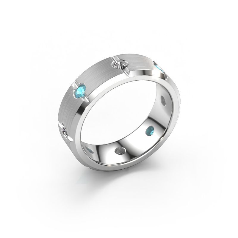 Herenring Irwin 585 witgoud blauw topaas 2.7 mm