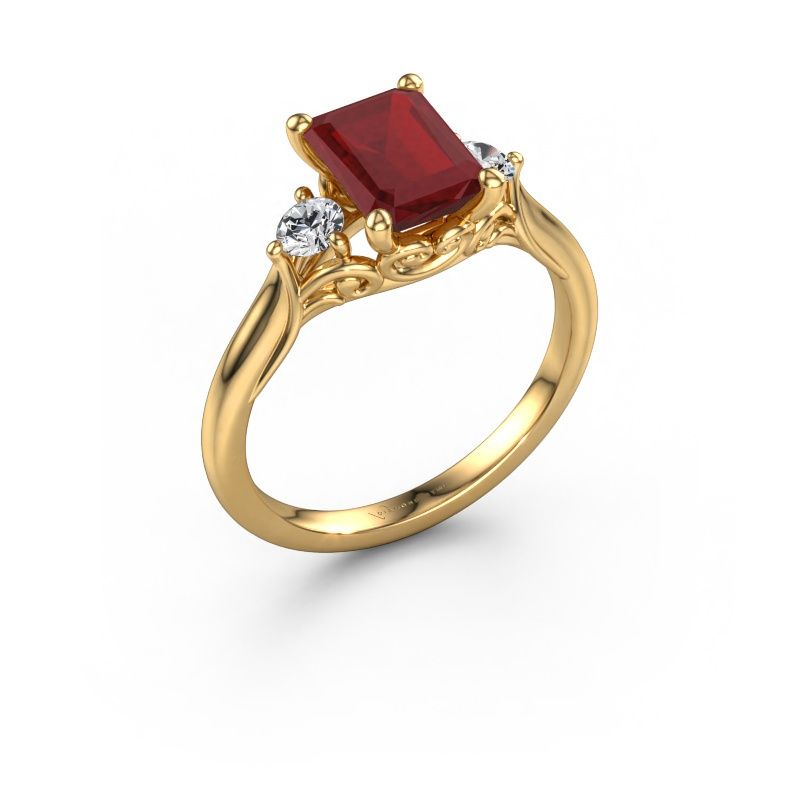 Forlovelsesring Laurian EME 585 gull rubin 8x6 mm