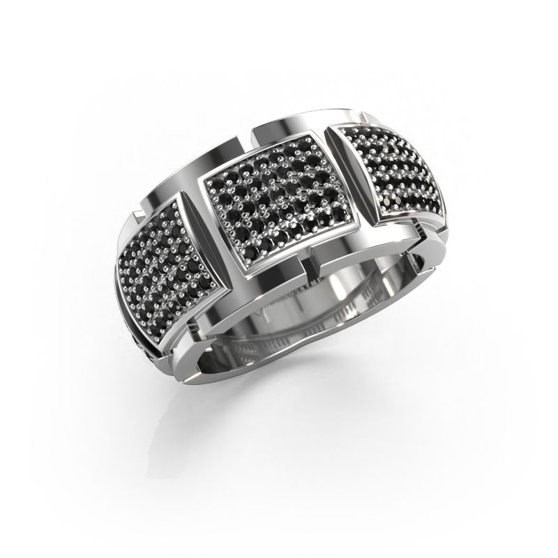 Ring Laura 585 witgoud zwarte diamant 0.90 crt