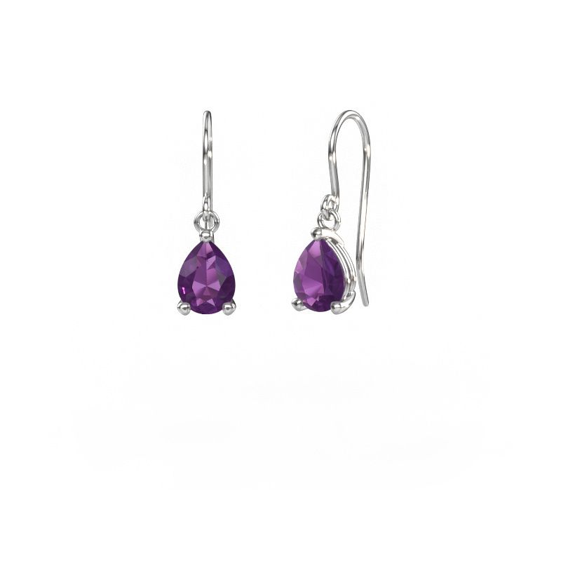 Drop earrings Laurie PER 1 585 white gold amethyst 8x6 mm
