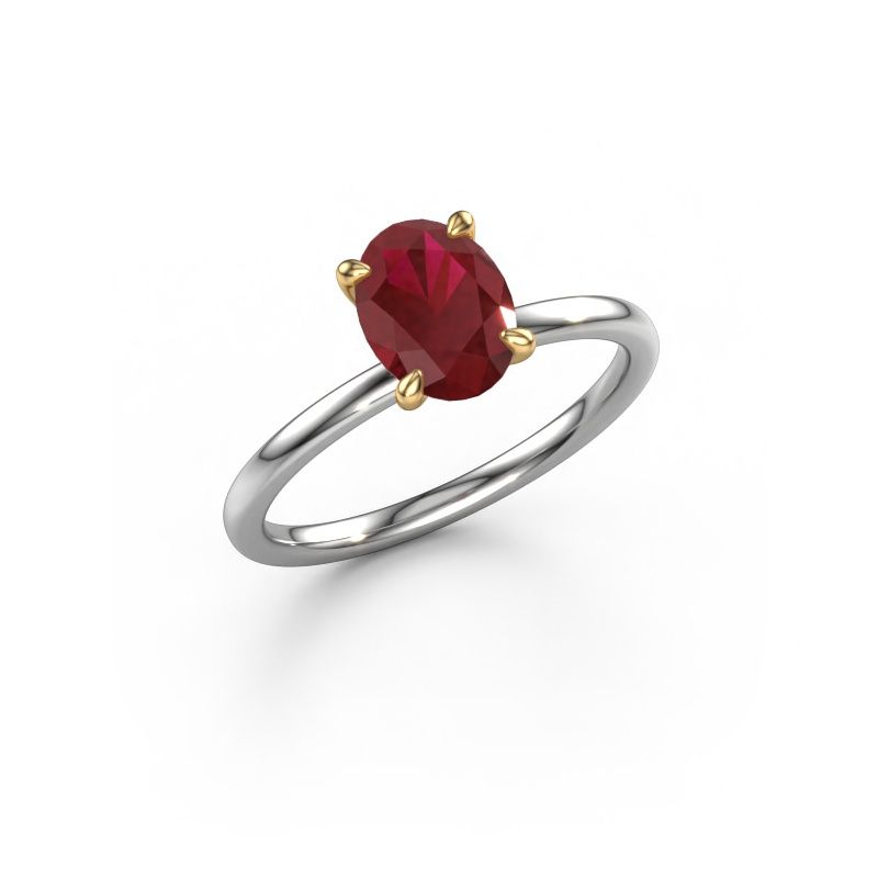 Verlobungsring Crystal OVL 1 585 Weißgold Rubin 8x6 mm