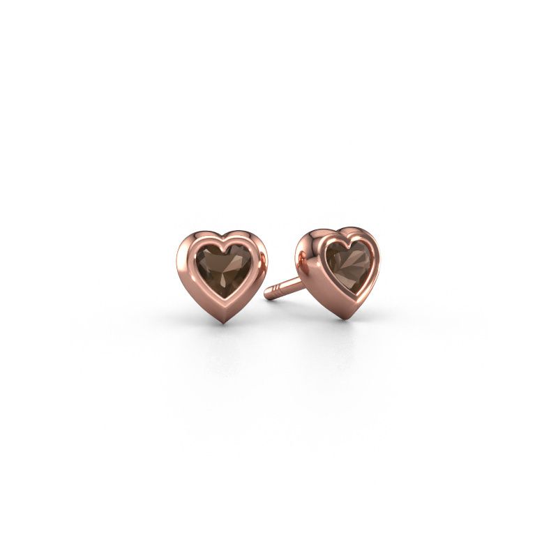 Clous d'oreilles Charlotte 585 or rose quartz fumé 4 mm