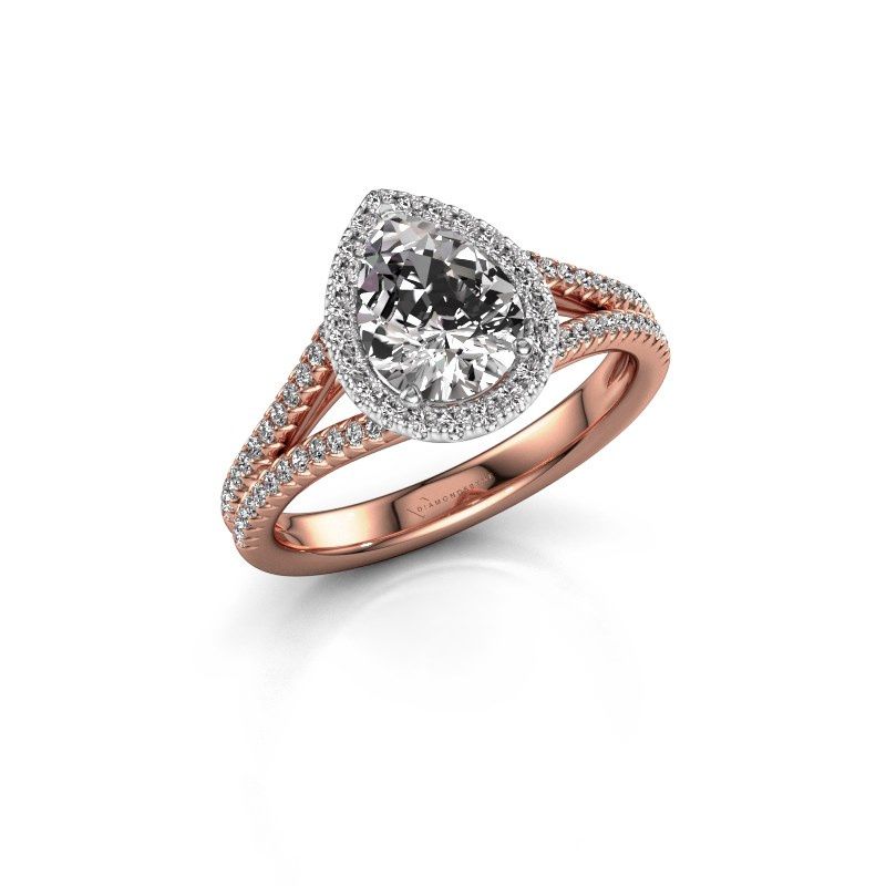 Afbeelding van Verlovingsring verla pear 2<br/>585 rosé goud<br/>lab-grown diamant 1.387 crt