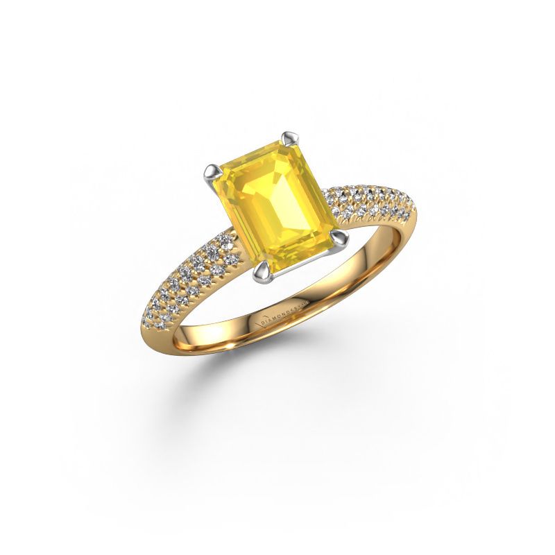 Engagement ring Morane EME 585 gold yellow sapphire 8x6 mm