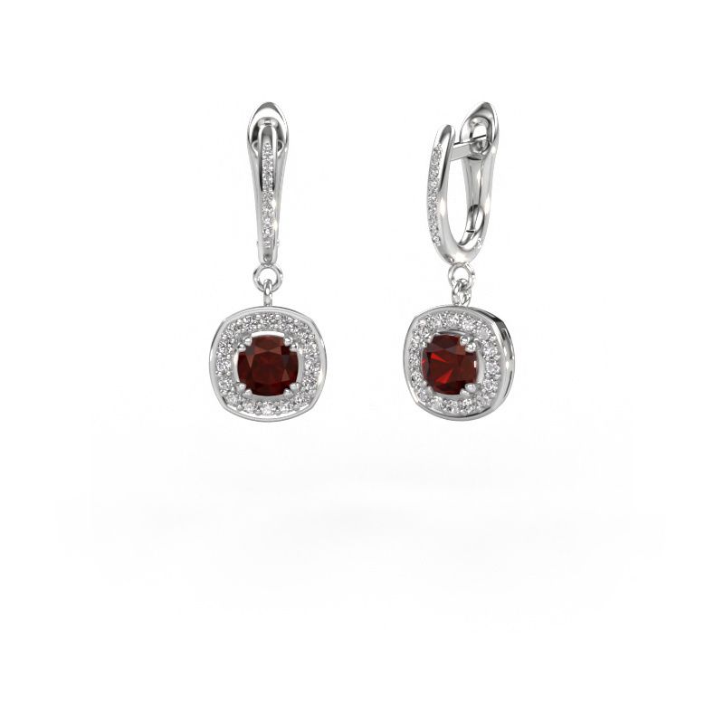 Pendants d'oreilles Marlotte 2 950 platine grenat 5 mm