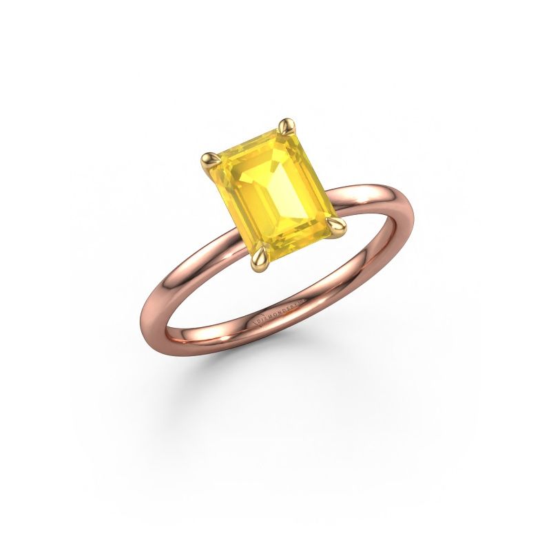 Engagement ring Crystal EME 1 585 rose gold yellow sapphire 8x6 mm