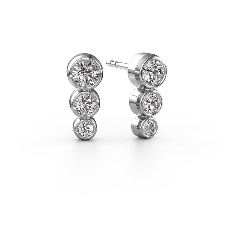 Clous d'oreilles Linda 585 or blanc diamant 0.36 crt