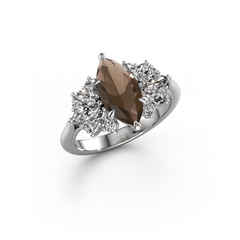 Engagement ring Jaimie 950 platinum smokey quartz 12x6 mm