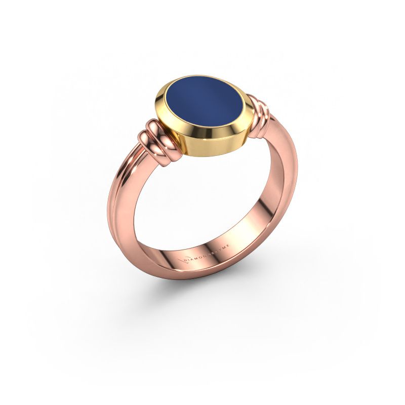 Pinky ring Jake 1 585 rose gold lapis 10x8 mm