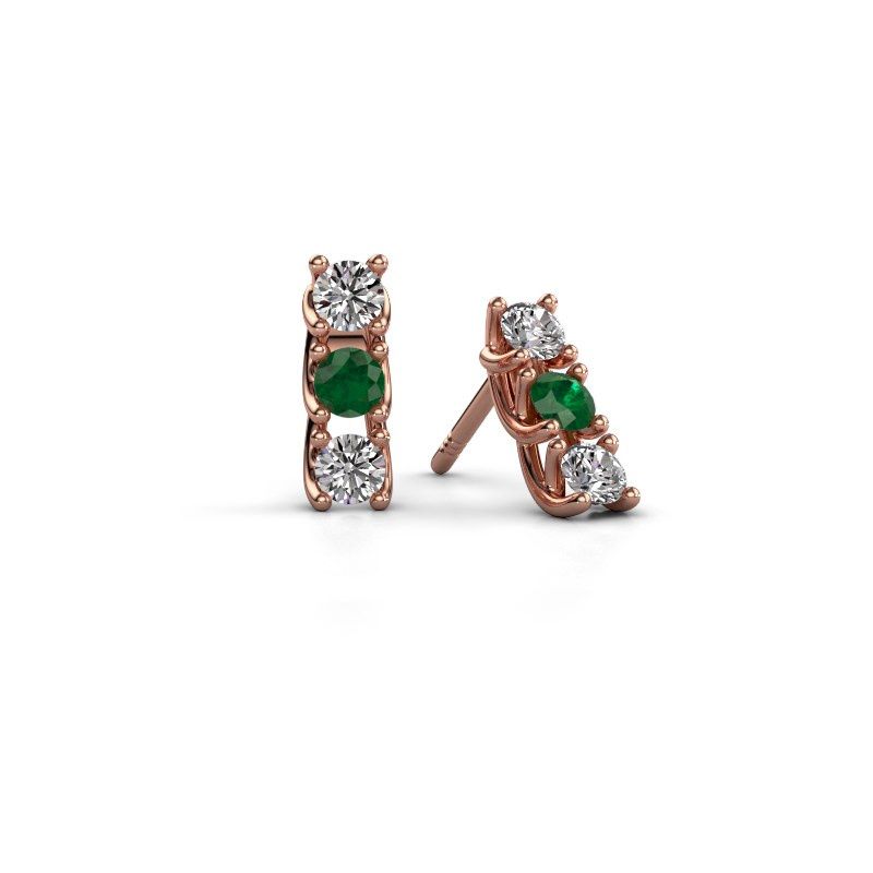 Image of Earrings Fenna 585 rose gold emerald 3 mm
