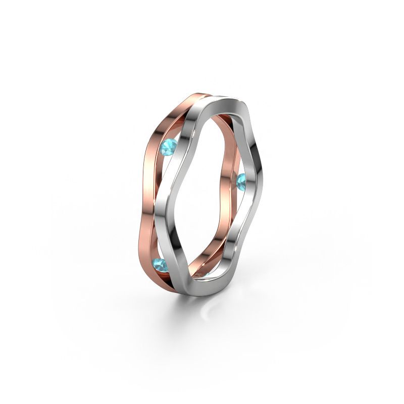 Wedding ring WH2122L 585 rose gold blue topaz ±5x1.8 mm