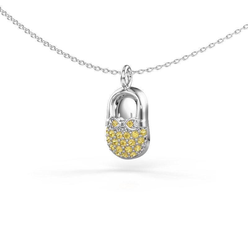 Anhänger Babyshoe 585 Weißgold Gelb Saphir 1.3 mm