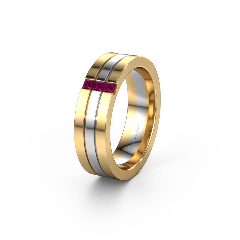 Wedding ring WH0428L16BP 585 gold rhodolite ±6x2 mm