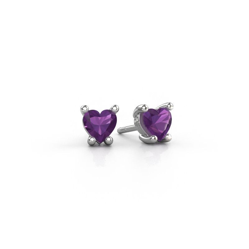 Earrings Sam Heart 950 platinum amethyst 5 mm