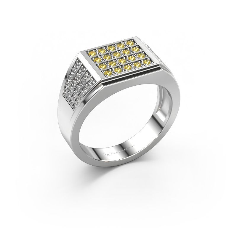 Herrenring Tim 585 Weißgold Gelb Saphir 1.5 mm