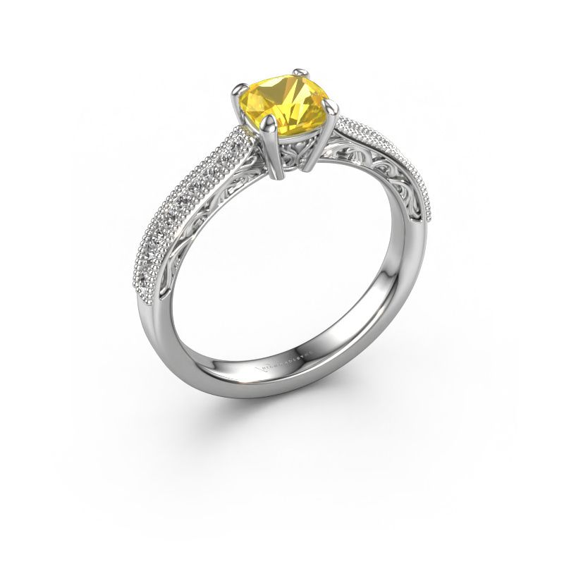 Verlobungsring Shonta CUS 585 Weißgold Gelb Saphir 5.5 mm
