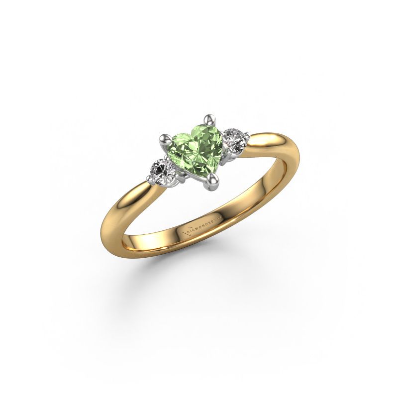 Engagement ring Lieselot HRT 585 gold green lab grown diamond 5 mm