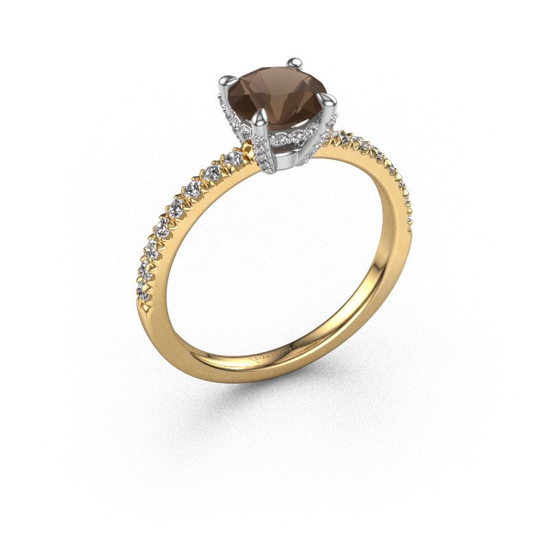 Verlobungsring Saskia rnd 1 585 Gold Rauchquarz 6.5 mm