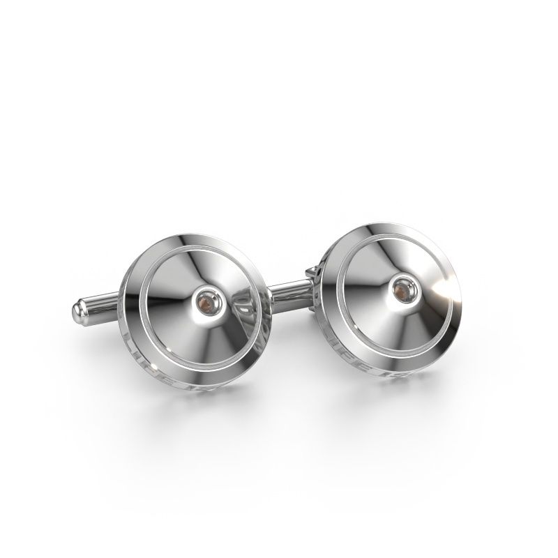 Cufflinks Demian 585 white gold smokey quartz 2.2 mm