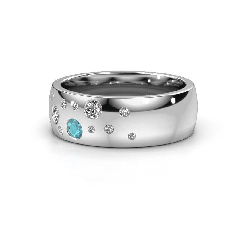 Image of Wedding ring WH0141L26BP<br/>585 white gold ±7x2 mm<br/>Blue topaz