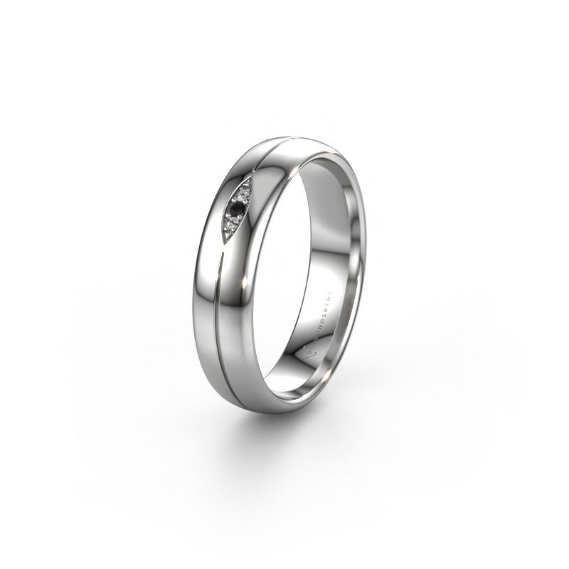 Trouwring WH0219L35X 950 platina zwarte diamant ±5x1.4 mm