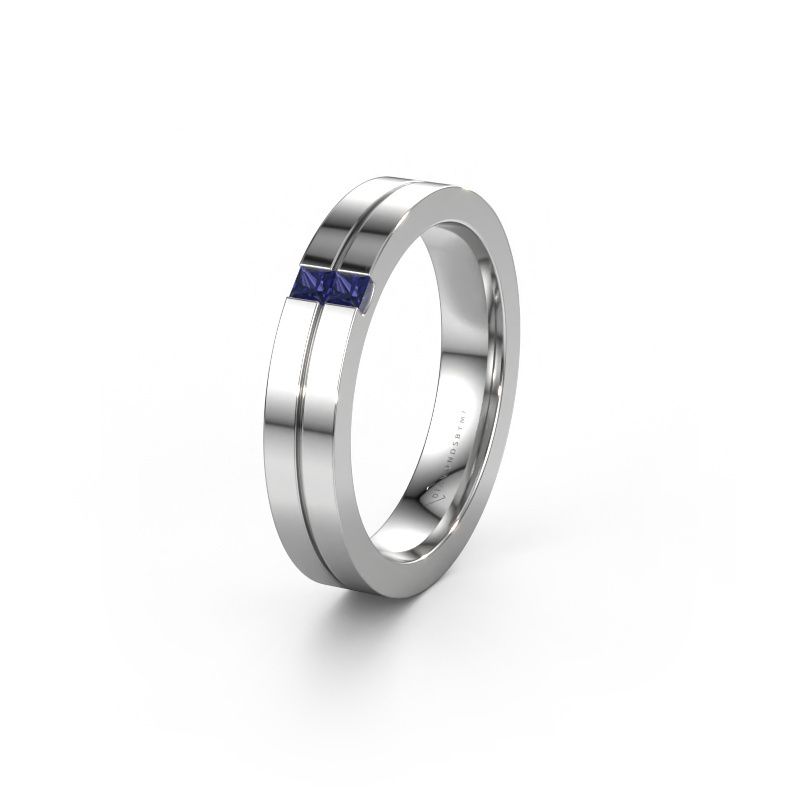 Trouwring WH0225L14B 585 witgoud saffier ±4x2 mm