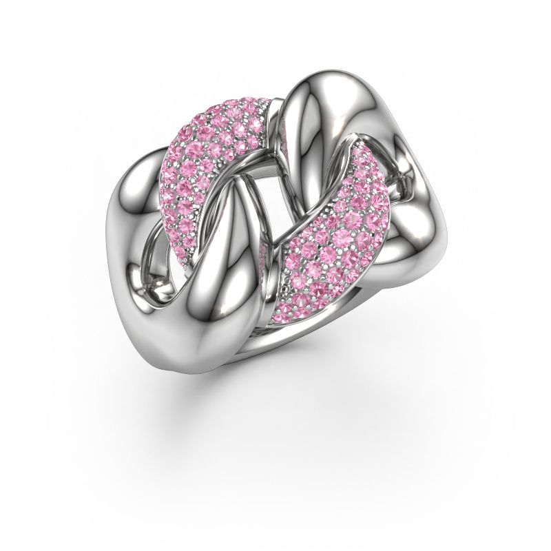 Bague Kylie 2 15mm 950 platine saphir rose 0.8 mm