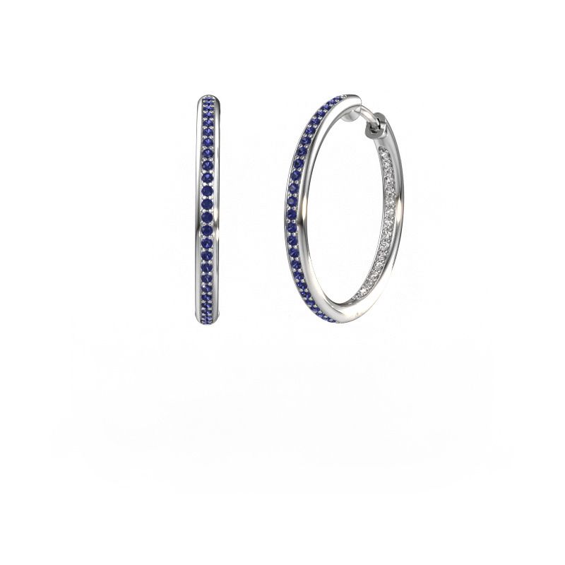 Hoop earrings Sina 20mm 585 white gold sapphire 1.1 mm