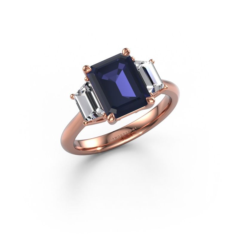 Verlovingsring Maggie EME 585 rosé goud saffier 9x7 mm