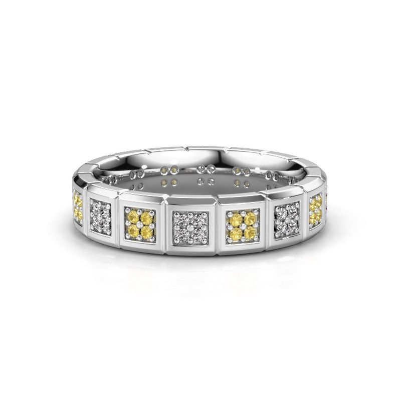 Image of Wedding ring WH2056L15DP<br/>585 white gold ±5x2.4 mm<br/>Yellow sapphire