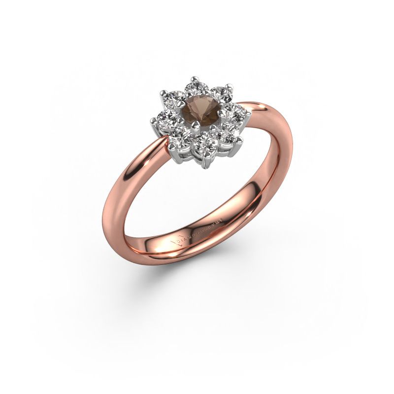 Verlobungsring Camille 1 585 Roségold Rauchquarz 3.4 mm