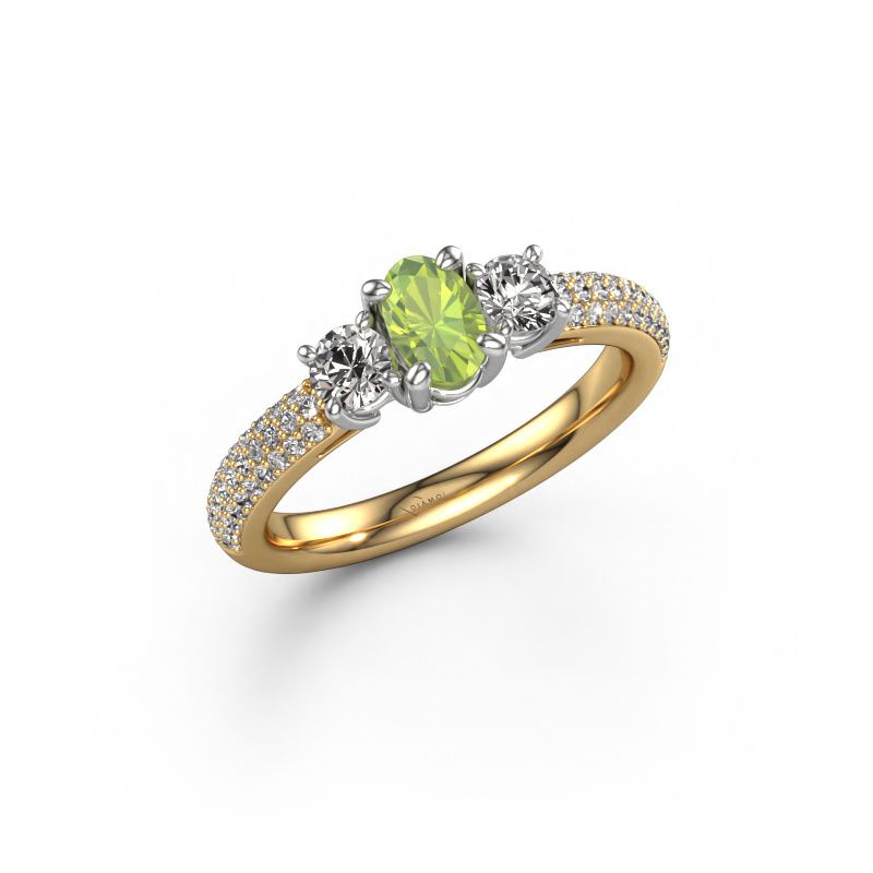 Verlovingsring Marielle OVL 585 goud peridoot 6.5x4.5 mm