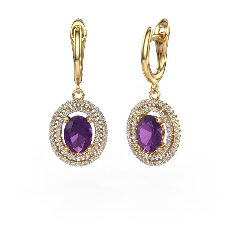 Drop earrings Karren 585 gold amethyst 8x6 mm
