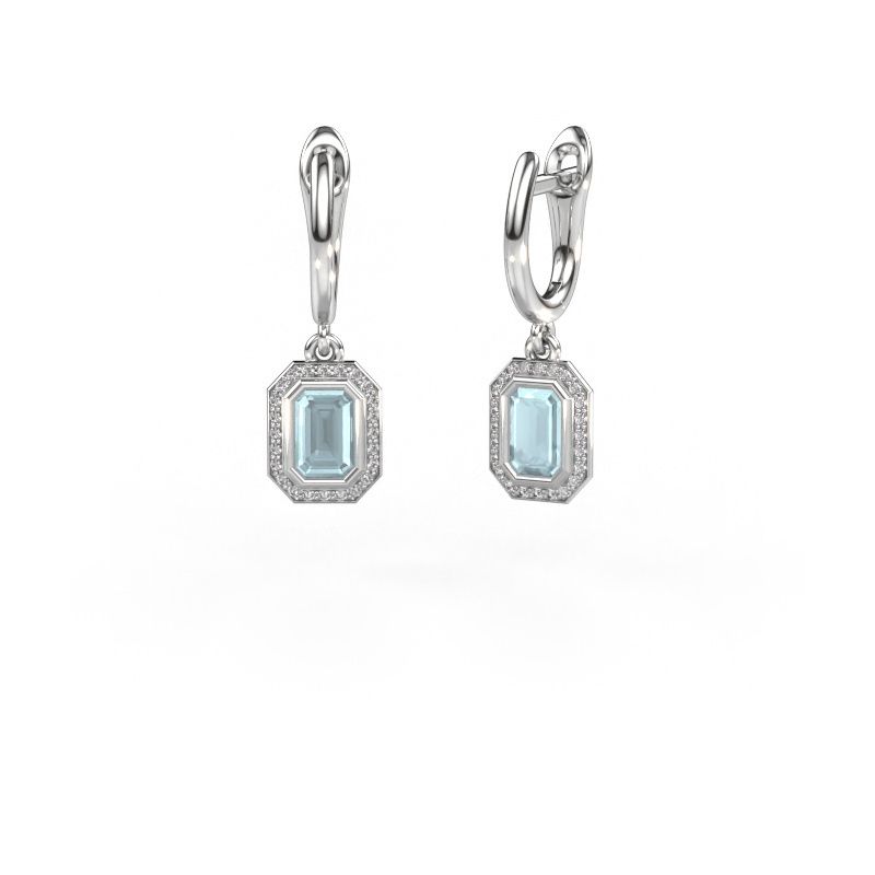 Ohrhänger Noud EME 950 Platin Aquamarin 6x4 mm
