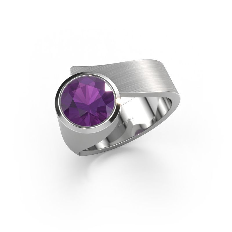 Ring Nakia 585 witgoud amethist 8 mm